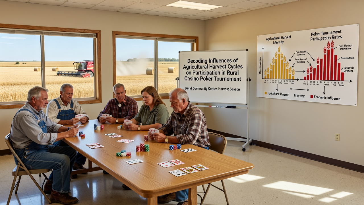 Poker tournament table in a rural casino with harvest-related signage