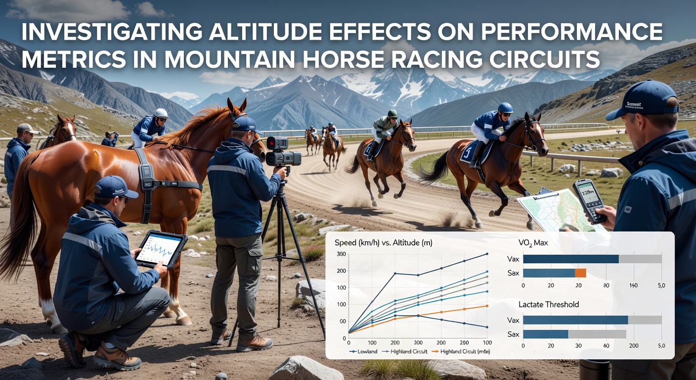 Close-up of a racehorse wearing monitoring equipment during a training session at elevation