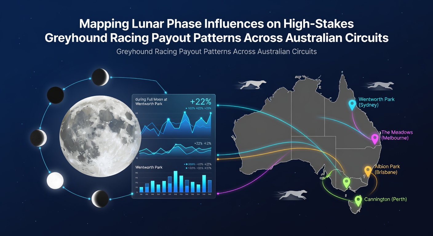Detailed chart showing lunar phases aligned with greyhound racing payout data from major Australian tracks